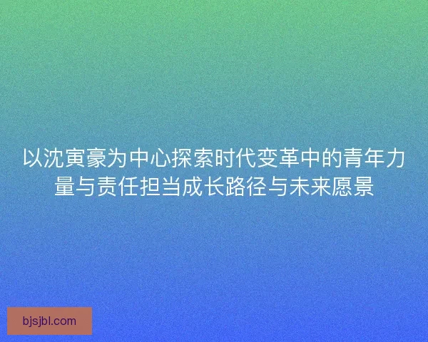 以沈寅豪为中心探索时代变革中的青年力量与责任担当成长路径与未来愿景
